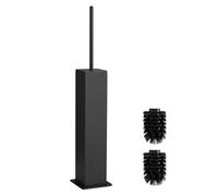BVL Escobillas de Baño Negra, Escobilla WC metálica con 2 Cabezales, Escobilla de Baño de Diseño Estilizado para el Cuarto de Baño