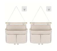 Bvtpoyy 2 Pieces Organizador Colgante Con Bolsillos, Organizador Colgante, Bolsa De Tela Apilable, Adecuado Para Viviendas, Oficinas, Tiendas y Caravanas (Beige)