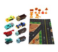 Bvznmilhd Juego de 8 Camiones de construcción de Juguete, Set de vehículos de ingeniería de aleación a Escala 1:64 para niños, Coches de Obra Resistentes a caídas con señales de tráfico y