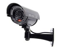 BW 1100B Cámara de Seguridad CCTV Falsa de imitación para Interiores y Exteriores con luz Intermitente Parpadeante, Forma de Bala, Color Negro