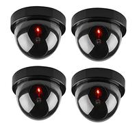 BW 4 x Cámaras CCTV de imitación para seguridad con luz intermitente LED roja.