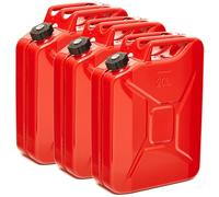 BW® Bidón de combustible de metal, 3 x 20 litros, con tapón de rosca, color rojo, RAL 3000, certificado TÜV y autorización UN, fabricado en Europa