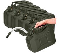 BW® Bidón de combustible de metal, 5 x 10 litros, con boquilla Verde bronce RAL 6031-F9 Certificado TÜV y autorización UN Fabricado en Europa