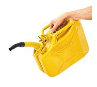 BW® Bidón de combustible de metal de 10 litros con boquilla Amarillo RAL 1018 Certificado TÜV y homologación de la ONU Fabricado en Europa