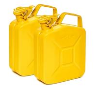 BW® Bidón de combustible de metal para gasolina, 2 x 5 litros, color amarillo, RAL 1018, certificado TÜV y homologación UN, fabricado en Europa