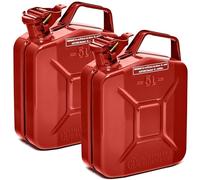 BW® Bidón de combustible de metal para gasolina, 2 x 5 litros, color rojo, RAL 3000, certificado TÜV y homologación UN, fabricado en Europa