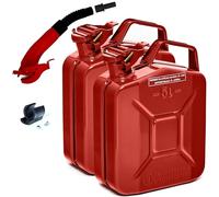 BW® Bidón de combustible de metal para gasolina, 2 x 5 litros, con boquilla Rojo RAL 3000 Certificado TÜV y homologación UN Fabricado en Europa