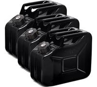 BW® Bidón de combustible de metal para gasolina, 3 x 10 litros, con tapón de rosca, color negro RAL 9005 Certificado TÜV y homologación UN Fabricado en Europa