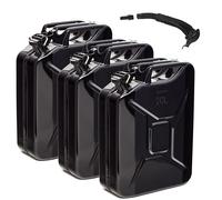 BW® Bidón de combustible de metal para gasolina, 3 x 20 litros, con boquilla Negro RAL 9005 Certificado TÜV y homologación UN Fabricado en Europa