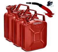 BW® Bidón de combustible de metal para gasolina, 3 x 5 litros, con boquilla Rojo RAL 3000 Certificado TÜV y homologación UN Fabricado en Europa