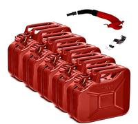 BW® Bidón de combustible de metal para gasolina, 5 x 10 litros, con boquilla Rojo RAL 3000 Certificado TÜV y homologación UN Fabricado en Europa