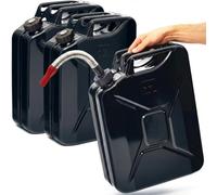 BW® Bidón de gasolina de metal 3x 20 litros con tapón de rosca con pico de vertido - Bidón de combustible negro - RAL 9005 - Aprobado por TÜV y homologado por la ONU - Fabricado en Europa