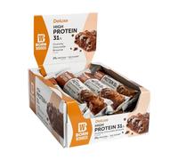 BW Born Winner BornWinner Barrita de alta proteína, Delux Crunchy Chocolate Brownie, 31% de contenido de proteínas, 20 g de proteína por barra, sin azúcar añadido, 12 x 64 g