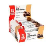 BW Born Winner BornWinner Boost - Barritas altas de proteínas, Trufa de chocolate, 31 % de contenido de proteínas, sin gluten, 17 g de proteína por barra, 12 x 55 g