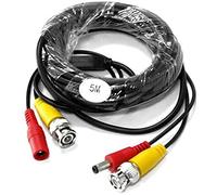 BW Cable de alimentación de vídeo BNC de 5 m / 16,4 pies para cámara CCTV DVR sistema de seguridad - Tipo de cable: 0,2 mm², cable OD: 4,0 mm