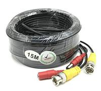 BW Cable de alimentación de vídeo BNC para cámara CCTV, sistema de seguridad DVR (15 m) - Tipo de cable: 0,2 mm², cable OD: 4,0 mm