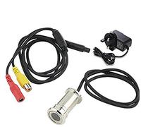 BW Mini cámara de vigilancia con lente de 3,6 mm, CCTV, ojo de puerta CCTV, agujero de seguridad para el hogar, color con cable