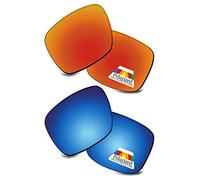 Bwake Lentes de repuesto para gafas de sol Oakley Holbrook XL OO9417 - Rojo Fuego + Azul Hielo Polarizado