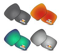 Bwake Lentes de repuesto para Oakley Sylas OO9448 - Negro + Plata + Verde + Rojo Fuego POLARIZADAS