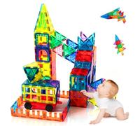 Bwaliffury - Bloques de construcción magnéticos para niños, 100 piezas, 3D, juegos educativos, regalos para niños, con 1 coche, azulejos magnéticos, juguetes para niños y niñas de 3 años, regalos de