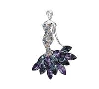BWANGIAO Broche Elegante de tritón Brillantes Diamantes de imitación, Doble Uso como Colgante, Accesorio de joyería de Moda para Mujer.