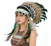 BWANGIAO Tocado de Plumas Hecho a Mano, Estilo étnico Indio Kokoshnik, Diadema Colorida con Plumas Tribales