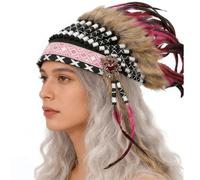BWANGIAO Tocado de Plumas Hecho a Mano, Estilo étnico Indio Kokoshnik, Diadema Colorida con Plumas Tribales