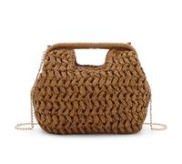 BWBIKE Bolso de Mano de Paja para Mujer, Bolso de Playa Boho de Verano Tipo Bandolera, Bolso Tejido de Vacaciones para Trabajo, Bodas y Fiestas