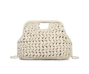 BWBIKE Bolso de Mano de Paja para Mujer, Bolso de Playa Boho de Verano Tipo Bandolera, Bolso Tejido de Vacaciones para Trabajo, Bodas y Fiestas