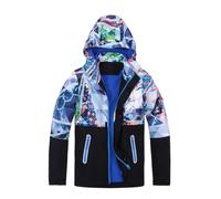 BWBIKE Chaqueta Impermeable con Capucha para Niños Colorblock Cortavientos Ligero para Niños Chaqueta Cortavientos para Exteriores Forrada de Vellón