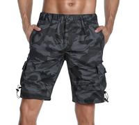 BWBIKE Pantalones Cortos Cargo para Hombre con Cinturilla Elástica - Shorts de Verano en Algodón Casual, Ajuste Relajado, Shorts de Trabajo con Múltiples Bolsillos para Exteriores y Uso Diario