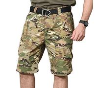 BWBIKE Pantalones Cortos Tácticos de Carga Pantalones para Exteriores para Hombres Pantalones Cortos de Entrenamiento de Verano Pantalones Militares Fanáticos del Ejército (Sin Cinturón), Camuflaje