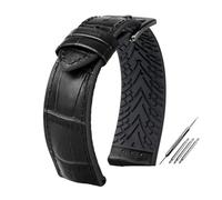 BWBVHRHZY Ajuste for Rolex Ajuste for Ctizen Ajuste for Tissot Correa de reloj de cuero Correa de reloj de silicona de goma Hombres 19 mm20 mm21 mm22 mm23 mm Pulsera for cierre(Coal Black,24mm)