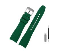 BWBVHRHZY Ajuste for Rolex Ajuste for Longine Ajuste for Citizen BN0193 Tudor Interfaz curva Correa de reloj de silicona 19 mm 20 mm 22 mm 21 Accesorios de pulsera suave for hombre(Green silver,20mm)