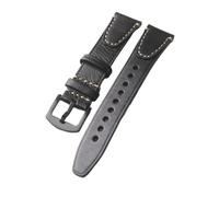 BWBVHRHZY Correa de cabeza de piel hecha a mano, práctica de reloj de hombre de cuero genuino envejecido de Color frotado de 18, 20 y 22 MM, liberación rápida, Bla marrón(Brack Brack Buckle,20mm)