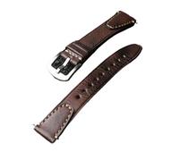 BWBVHRHZY Correa de cabeza de piel hecha a mano, práctica de reloj de hombre de cuero genuino envejecido de Color frotado de 18, 20 y 22 MM, liberación rápida, Bla marrón(Brown Silver Buckle,20mm)