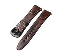 BWBVHRHZY Correa de cabeza de piel hecha a mano, práctica de reloj de hombre de cuero genuino envejecido de Color frotado de 18, 20 y 22 MM, liberación rápida, Bla marrón(Brown Brack Buckle,22mm)