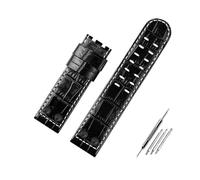 BWBVHRHZY Correa de reloj de cuero for negocios, pulsera de cuero for remaches de Metal de 22 y 24mm, compatible for Hamilton Khaki Field H78646733 H78626583(A Black B no,22mm)