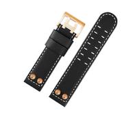 BWBVHRHZY Correa de reloj de cuero for negocios, pulsera de cuero for remaches de Metal de 22 y 24mm, compatible for Hamilton Khaki Field H78646733 H78626583(B Black RG,22mm)