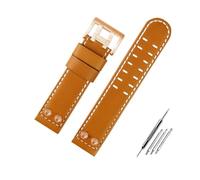 BWBVHRHZY Correa de reloj de cuero for negocios, pulsera de cuero for remaches de Metal de 22 y 24mm, compatible for Hamilton Khaki Field H78646733 H78626583(B brown RG,24mm)