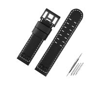 BWBVHRHZY Correa de reloj de cuero for negocios, pulsera de cuero for remaches de Metal de 22 y 24mm, compatible for Hamilton Khaki Field H78646733 H78626583(B Black Black,22mm)