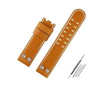 BWBVHRHZY Correa de reloj de cuero for negocios, pulsera de cuero for remaches de Metal de 22 y 24mm, compatible for Hamilton Khaki Field H78646733 H78626583(B brown S no,22mm)