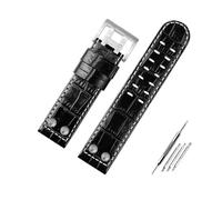 BWBVHRHZY Correa de reloj de cuero for negocios, pulsera de cuero for remaches de Metal de 22 y 24mm, compatible for Hamilton Khaki Field H78646733 H78626583(A Black silver,22mm)