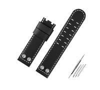 BWBVHRHZY Correa de reloj de cuero for negocios, pulsera de cuero for remaches de Metal de 22 y 24mm, compatible for Hamilton Khaki Field H78646733 H78626583(B Black S no,22mm)