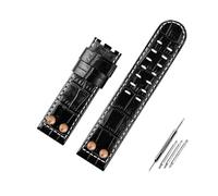 BWBVHRHZY Correa de reloj de cuero for negocios, pulsera de cuero for remaches de Metal de 22 y 24mm, compatible for Hamilton Khaki Field H78646733 H78626583(A Black RG no,24mm)