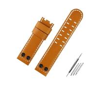 BWBVHRHZY Correa de reloj de cuero for negocios, pulsera de cuero for remaches de Metal de 22 y 24mm, compatible for Hamilton Khaki Field H78646733 H78626583(B brown B no,24mm)