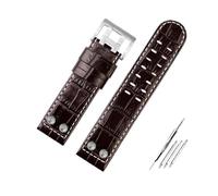 BWBVHRHZY Correa de reloj de cuero for negocios, pulsera de cuero for remaches de Metal de 22 y 24mm, compatible for Hamilton Khaki Field H78646733 H78626583(A brown silver,24mm)