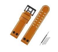 BWBVHRHZY Correa de reloj de cuero for negocios, pulsera de cuero for remaches de Metal de 22 y 24mm, compatible for Hamilton Khaki Field H78646733 H78626583(B brown Black,22mm)