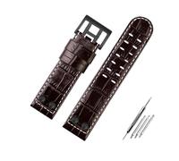 BWBVHRHZY Correa de reloj de cuero for negocios, pulsera de cuero for remaches de Metal de 22 y 24mm, compatible for Hamilton Khaki Field H78646733 H78626583(A brown Black,22mm)
