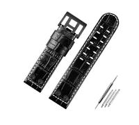 BWBVHRHZY Correa de reloj de cuero for negocios, pulsera de cuero for remaches de Metal de 22 y 24mm, compatible for Hamilton Khaki Field H78646733 H78626583(A Black Black,24mm)